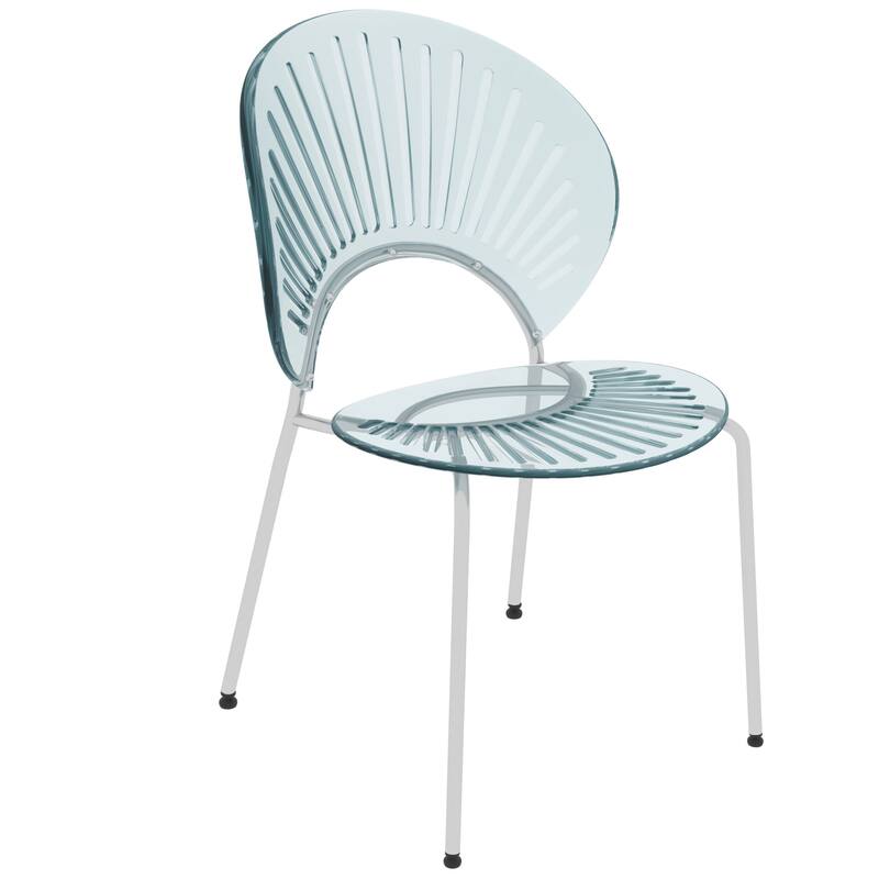 Opulent Plastic Dining Side Chair With Chrome Base Set of 4