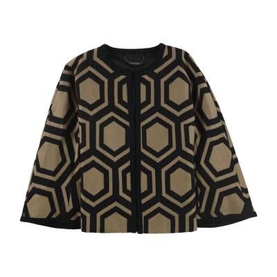 Trina Turk Womens Geometric Blazer Jacket,, Brown, Medium