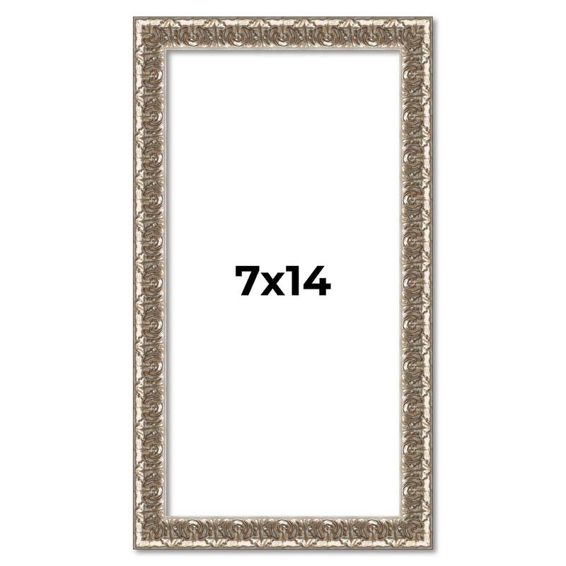 7x14 Frame Silver Versailles Ornate Solid Wood Picture Frame | 1 Inch