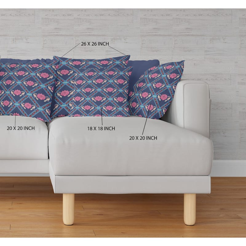 Amrita Sen Lotus Peacock Rose Faux Suede Throw Pillow