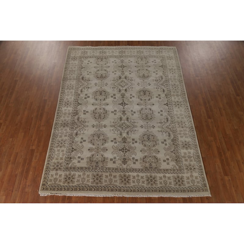 Oushak Area Rug Handmade Geometric Wool Carpet - 7'9"x 10'5"