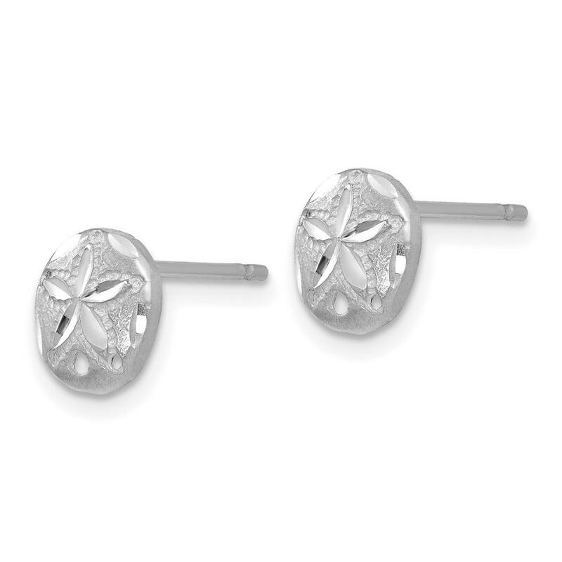 Curata 14k White Gold 8mm Textured Sand Dollar Post Earrings