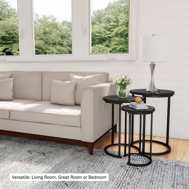 Lavish Home Round Living Room End Tables Nesting Tables, Set of 3