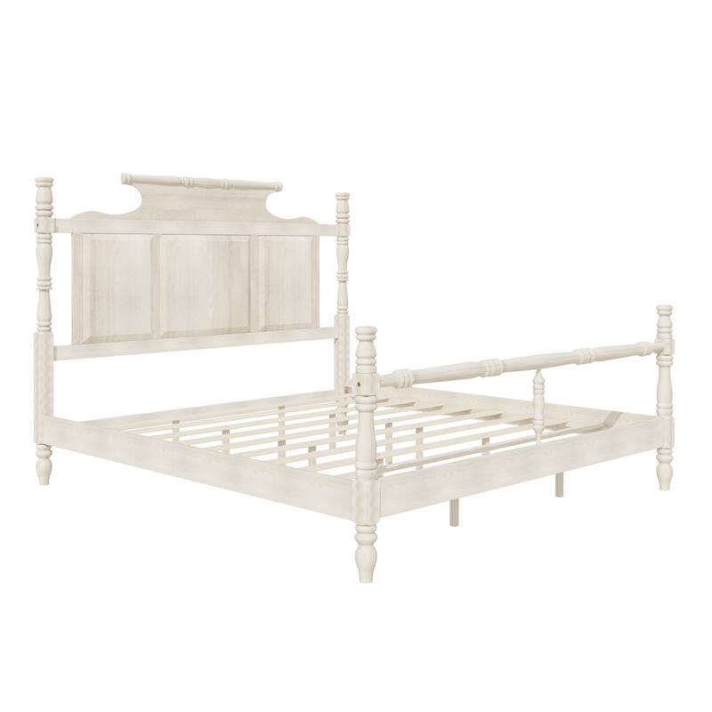 Modern Wood Four Poster Platform Bed