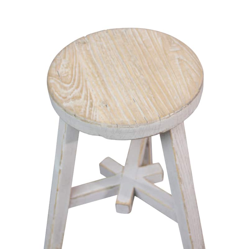 Artissance 20"H Round Off-White and Weathered Natural Pine Wood Indoor Small Amalfi Side Table