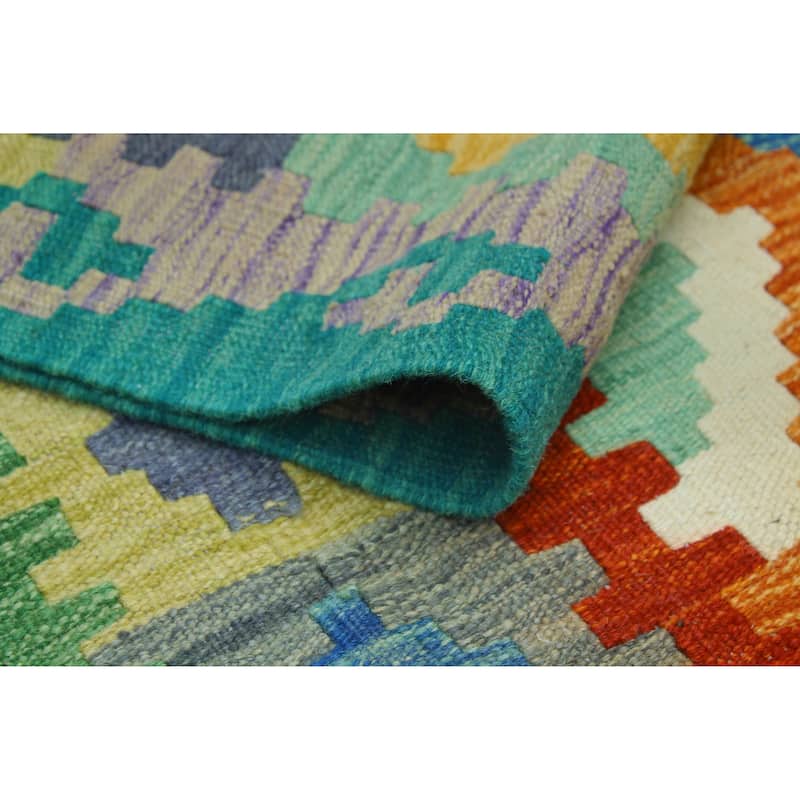 Flatweave Lon Rust/Green Rug - 4'1" x 5'10"