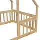 preview thumbnail 16 of 52, Wood House-Shaped Twin Floor House Bed with Fence,Guardrails,Kids and Baby