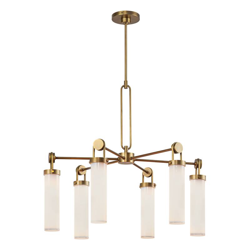 Alora Lighting CH355632 Wynwood 4 Light 33" Wide Chandelier - Vintage Brass / Glossy Opal Glass