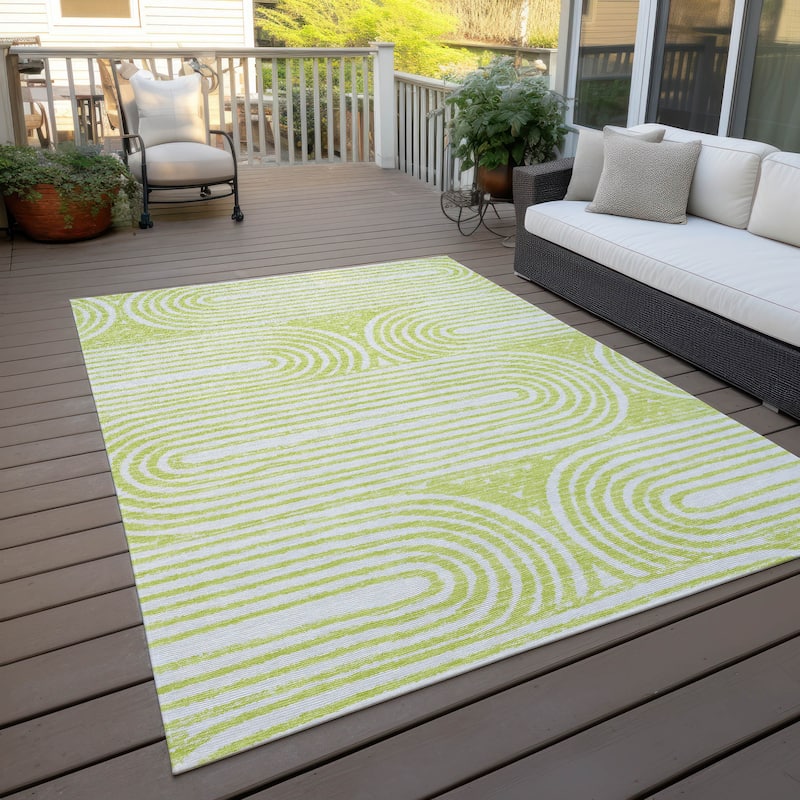 Machine Washable Indoor/ Outdoor Modern Vibes Chantille Rug