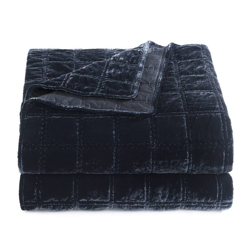 HiEnd Accents Stella Faux Silk Velvet Double Box Stitch Modern Rustic 3 Piece Quilt Set