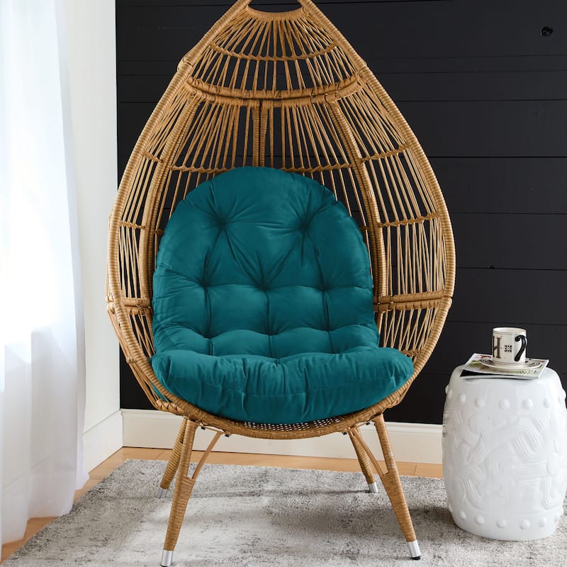 Sorra Home Solid Velvet Indoor Egg Chair Replacement Cushion - Nile 44 in L x 27 in W x 4 in D