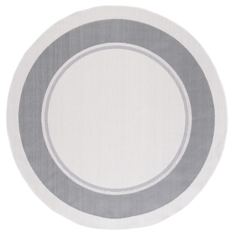 Martha Stewart by SAFAVIEH Washable Temenuzka Indoor/ Outdoor Waterproof Rug - 6'7" Round - Ivory/Grey