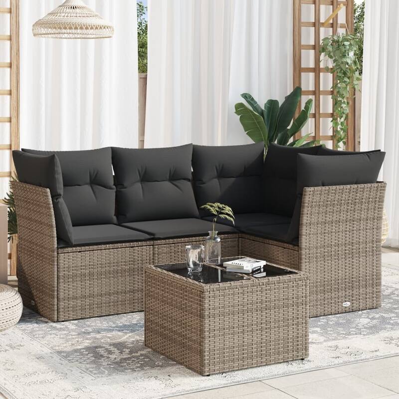 vidaXL Garden Sofa Set Grey PE rattan Medium Modular Garden Sofa Set - 21.7 x 21.7 x 14.6