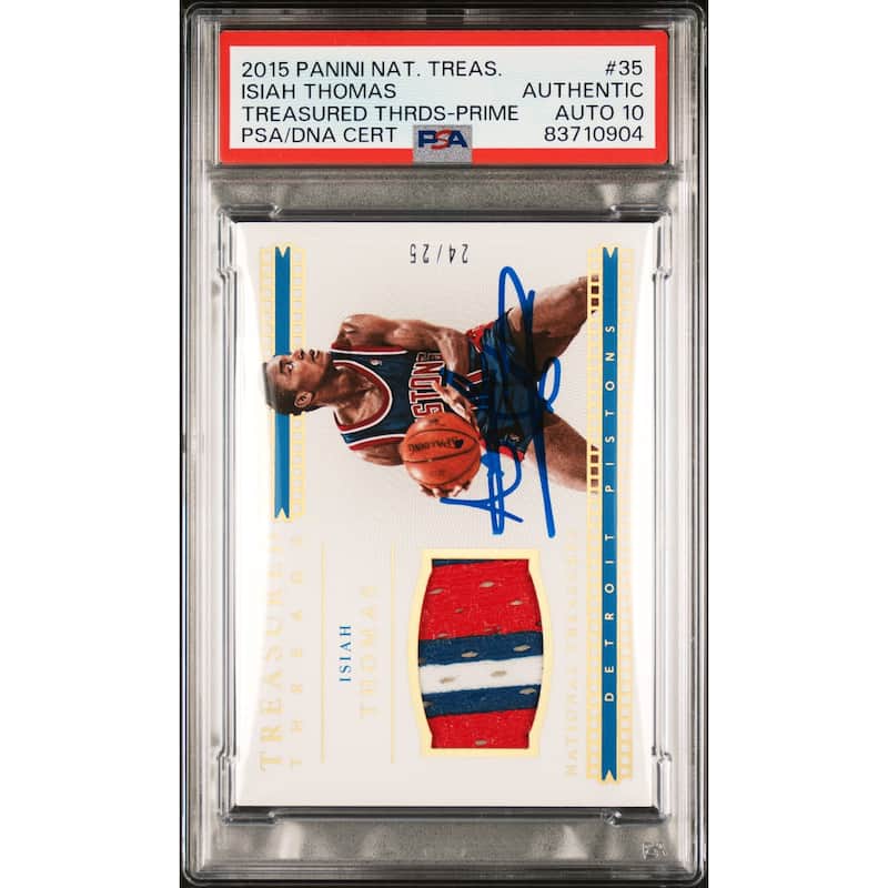 Isiah Thomas 2015 Panini National Treasures Card #35 Auto Graded PSA 10 24/25 - 8'6" x 11'6"