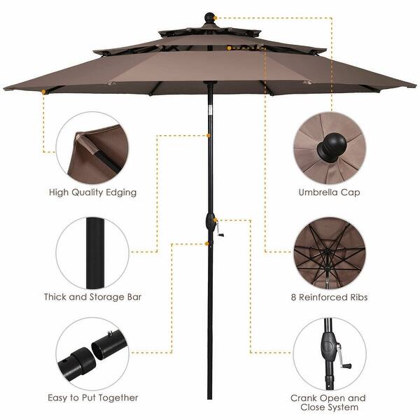 Shop Black Friday Deals On 10 3 Tier Double Vented Patio Umbrella Base Not Included Overstock 30751191