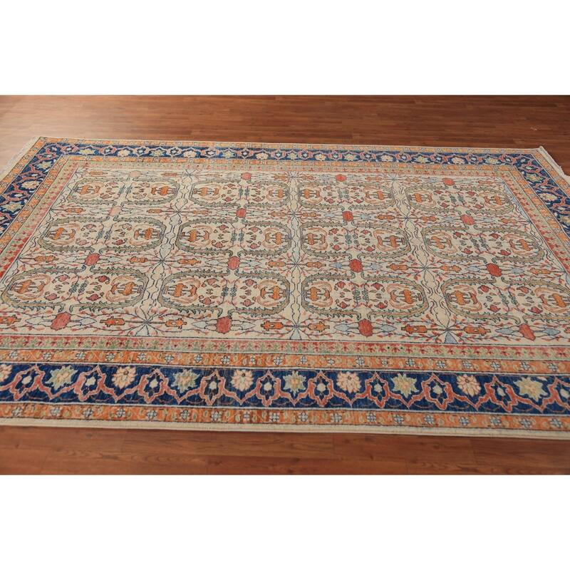 All-Over Heriz Serapi Vegetable Dye Area Rug Handmade Wool Carpet - 6'11"x 9'10"