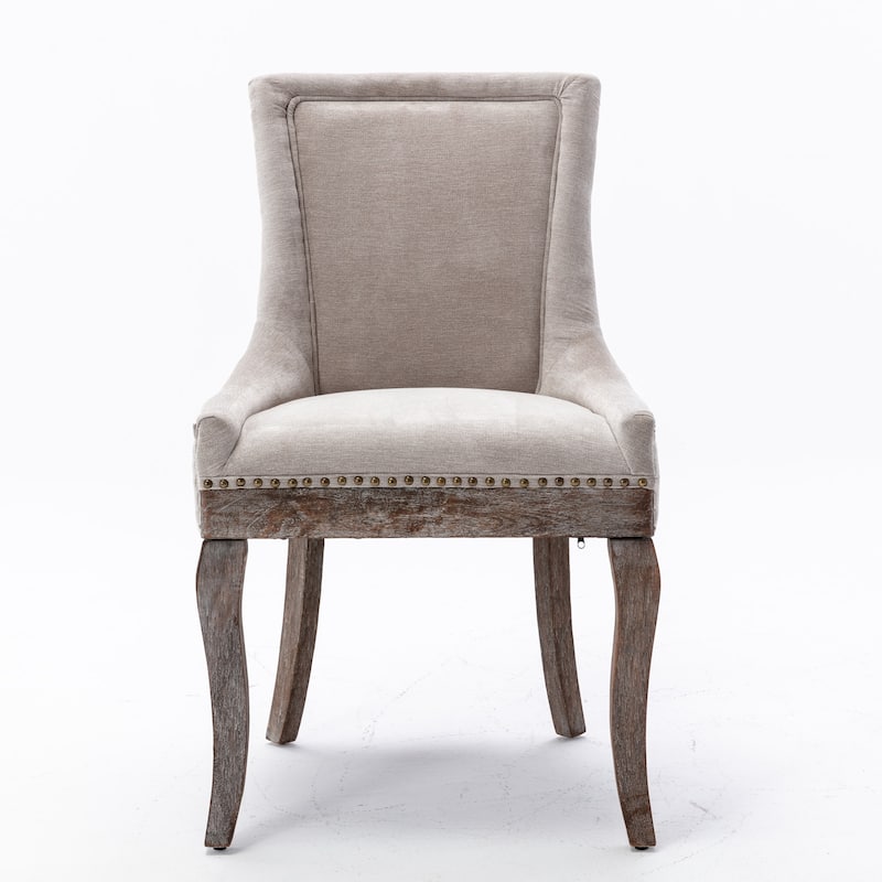 Thickened Fabric Dining Chair with Solid Wood Legs, Set of 2