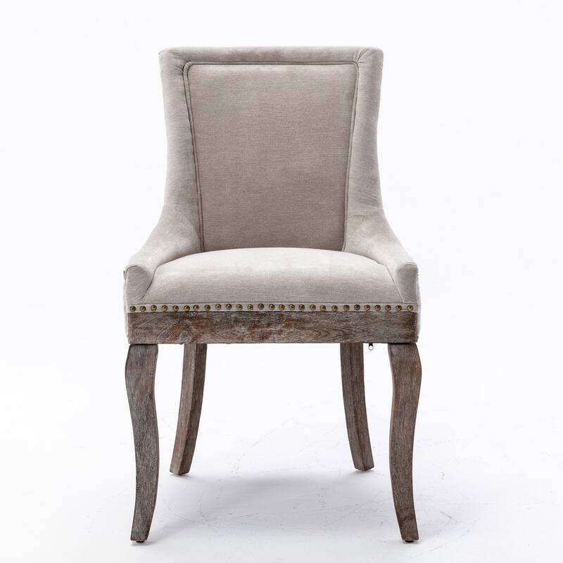 Ultra Side Dining Chairs Set of 2, High Back Upholstered Fabric Kitchen Chairs, Accent Chairs with Bronze Nail Head & Wood Legs