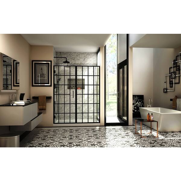 Shop Dreamline Unidoor Toulon 58 To 58 5 Inch Frameless Hinged Shower Door 58 58 5 W Overstock 18689819