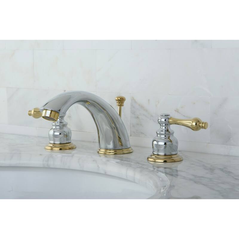 Kingston Brass Victorian Widespread Bathroom Faucet - Polished Chrome/Polished Brass