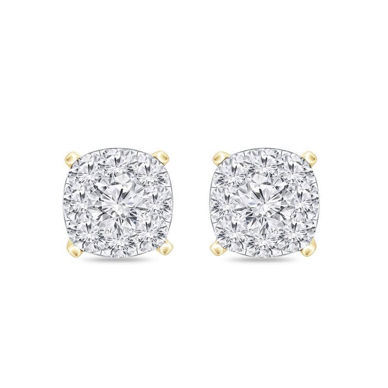Auriya 14k Gold 1/4ctw Cushion Pave Diamond Stud Earrings (H-I, I1-I2)