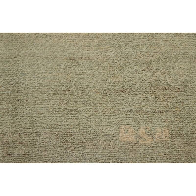 Modern Gabbeh Foyer Rug Handmade Green Oriental Wool Carpet - 2'8"x 4'1"