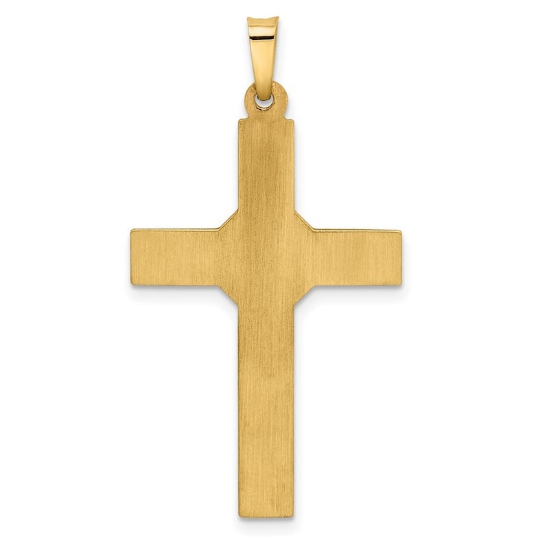 Curata 14k Two tone Gold Hollow Fleur de lis Crucifix Cross Necklace