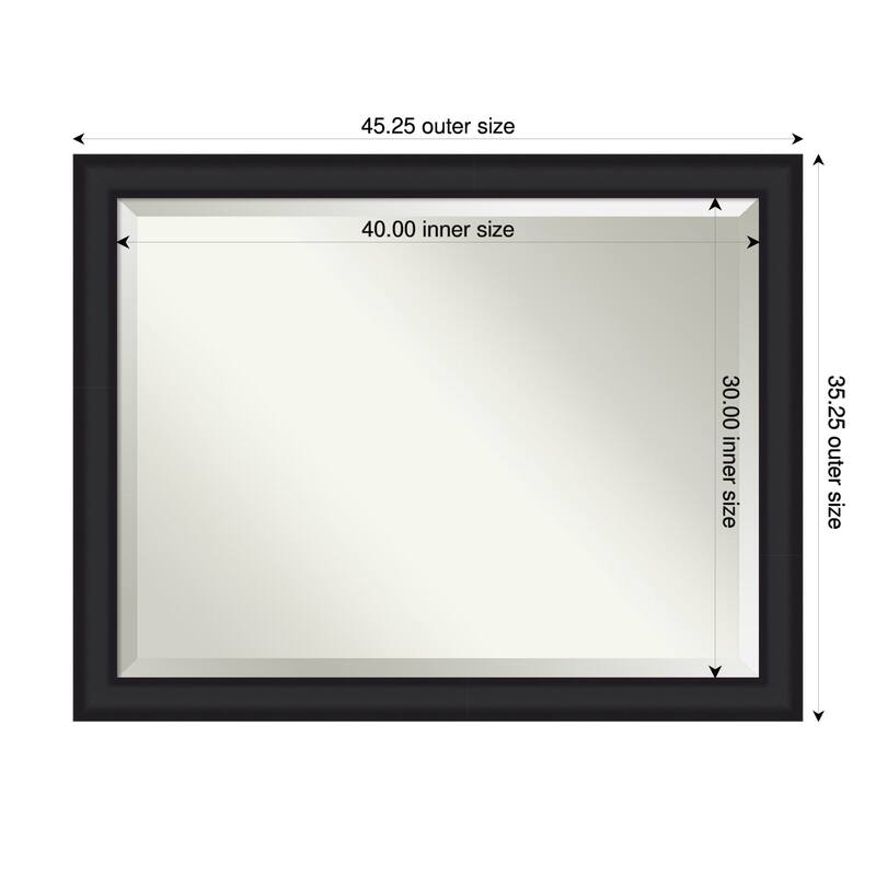 Oliver Beveled Wood Framed Bathroom Vanity Wall Mirror - 45 x 35 in - Oliver Black