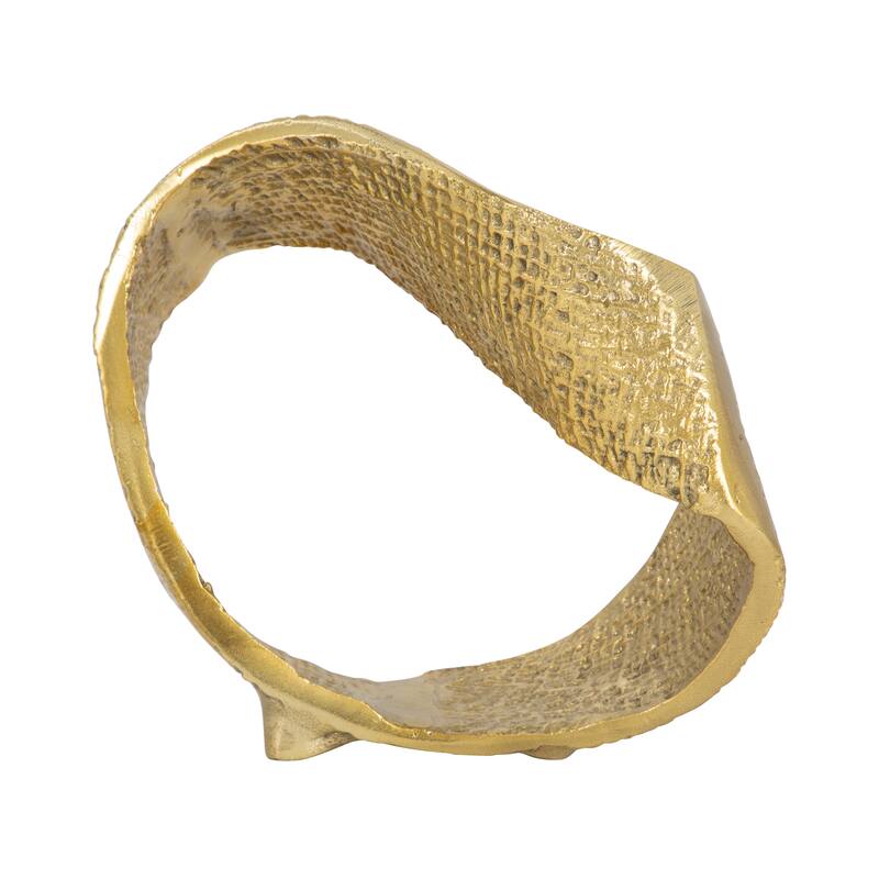 Sagebrook Home Metal Twisted Hammered Ring, Gold, Oval, Textured, Serenity Novelty Figurines - 8" x 3" x 7"
