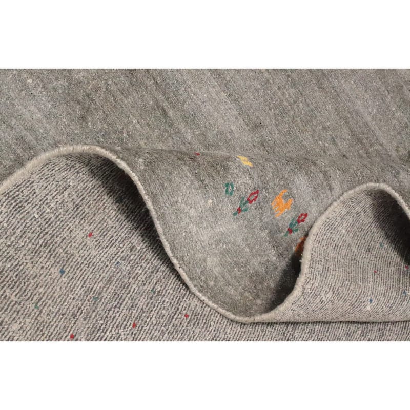 Hand Knotted Oriental Viscose Silk Carpet Tribal Animal Pictorial Greys & Charcoal Gabbeh Area Rug - 11' 9'' X 8' 11''