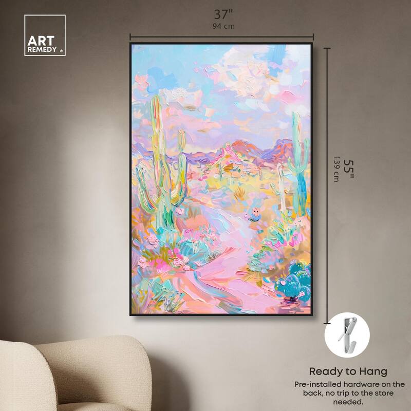 Pink and Teal Landscape Canvas by Art Remedy
