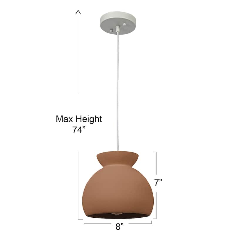 Sienna Ceramic Ceiling Light with Fabric Cord - 9.0"L x 9.0"W x 7.8"H