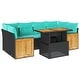preview thumbnail 8 of 21, vidaXL Patio Sofa Set with Cushions Outdoor Furniture 7 Piece Poly Rattan - 21.7 x 24.4 x 27.2
