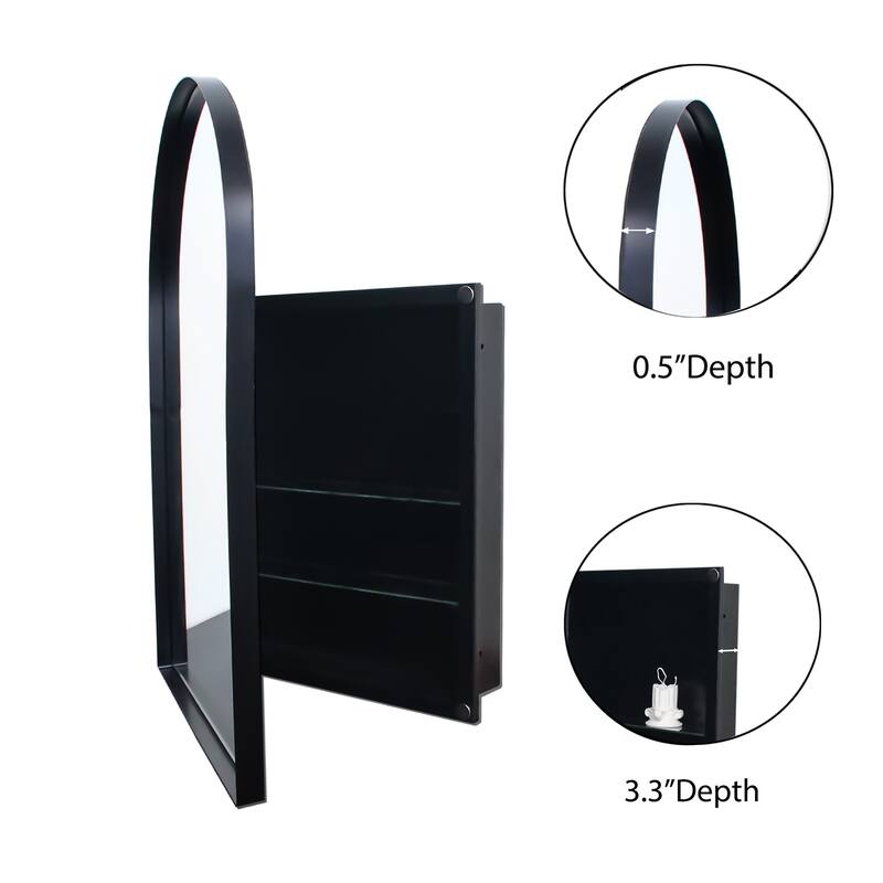 Wall Mount Metal Framed Medicine Cabinet with Storage