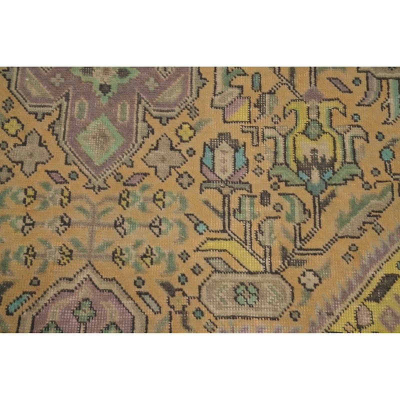 Hand Knotted Oriental 100% Wool Carpet Traditional Floral Oranges & Rust Tabriz Area Rug - 9' 9'' X 6' 5''
