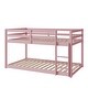 preview thumbnail 7 of 6, Pink Twin over Twin Size Wood Floor Bunk Bed with Ladder and Fence for Bedroom