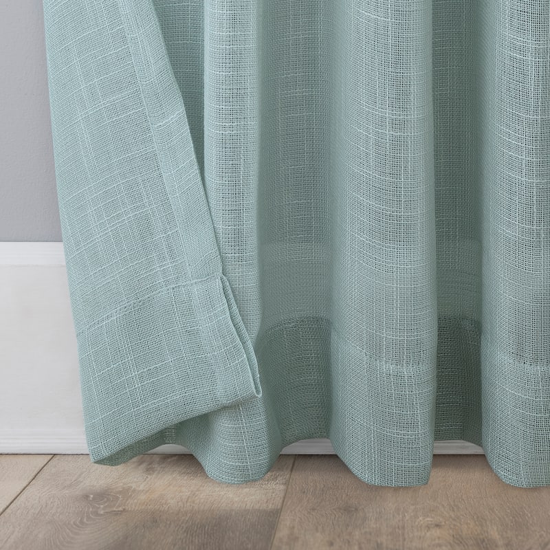 No. 918 Ceri Linen Texture Jute Tabs Semi-Sheer Tab Top Curtain Panel, Single Panel
