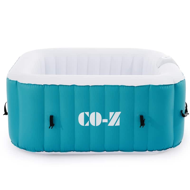 CO-Z Square Inflatable Hot Tub, 4 Person Blow Up Portable Hot Tub - Green & White