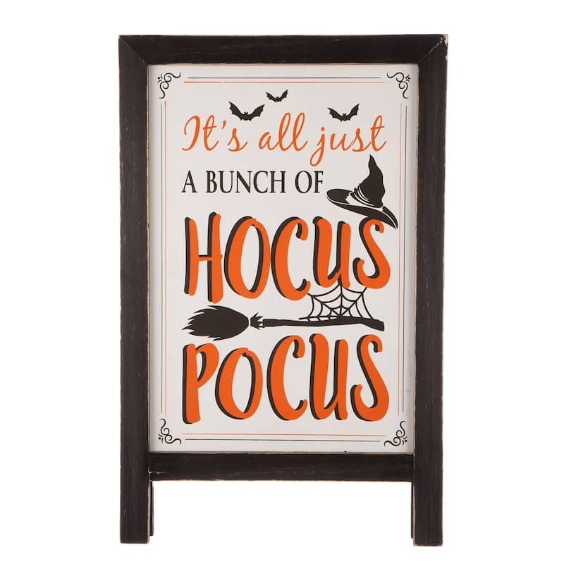 Glitzhome 24''H Halloween Fall Wooden Standing Easel or Hanging Decor