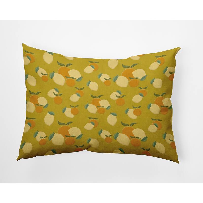 Oranges and Lemons Decorative Throw Pillow - 14" x 20" - Mustard