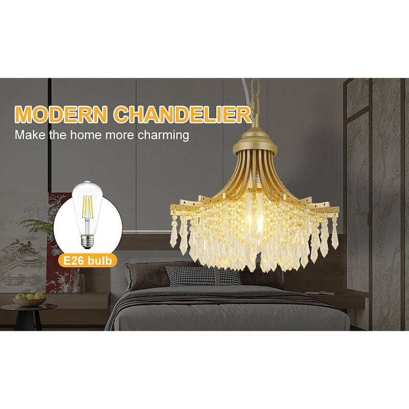 Single Bulb Matte Gold Fan Shaped Chandelier