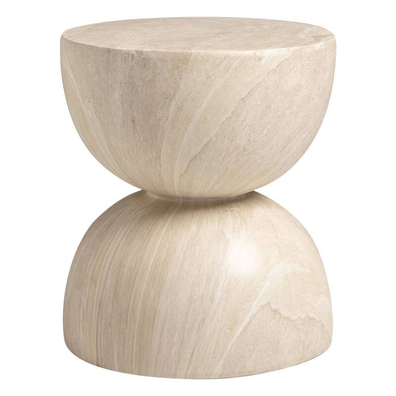Sage 16-Inch Round Side Table in Fiberstone for Indoor and Outdoor Modern Weather Resistant End Table Hourglass Design