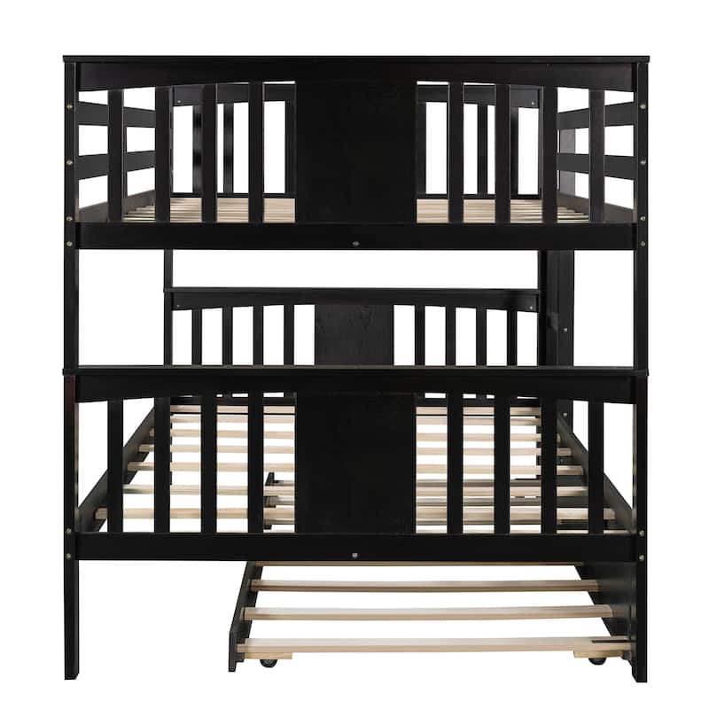 Full-Over-Full Bunk Bed with Trundle, Space-Saving Design for Sleepovers