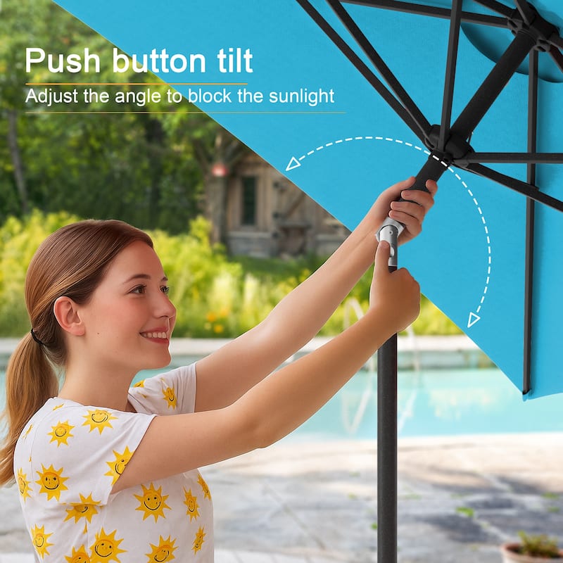 LIVOOSUN 10 x 6.5ft Outdoor Market Patio Umbrella w/Tilt and Crank