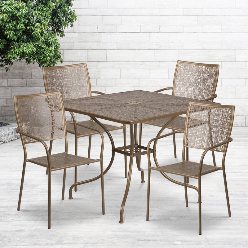 Steel 5-piece 35.5-inch Square Indoor-Outdoor Dining Set