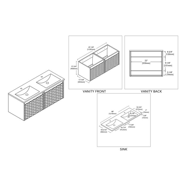Contemporary White Floating Vanity Set
