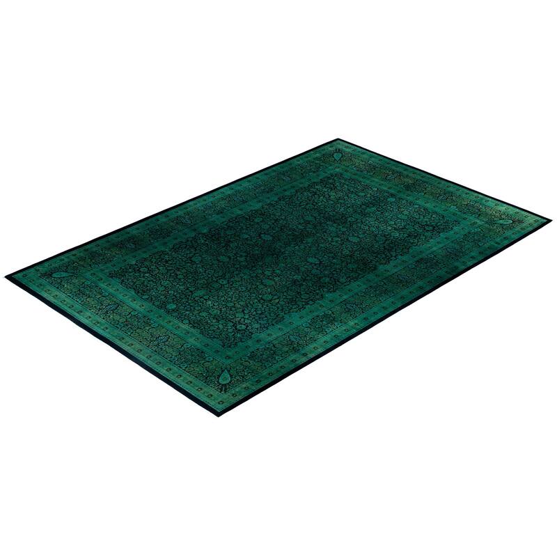 Overdyed One-of-a-Kind Hand-Knotted Area Rug - Green - 12' 0" x 18' 7"