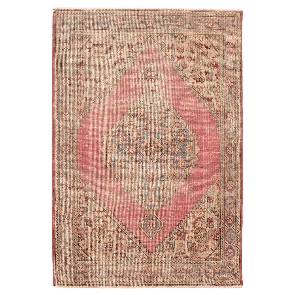 ECARPETGALLERY Hand-knotted Antalya Vintage Red Wool Rug - 3'3 x 4'9