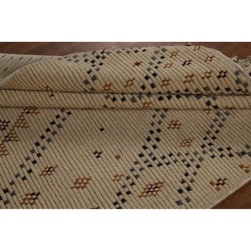 Moroccan Oriental Area Rug Hand-Knotted Wool Carpet - 5'1" x 8'0"
