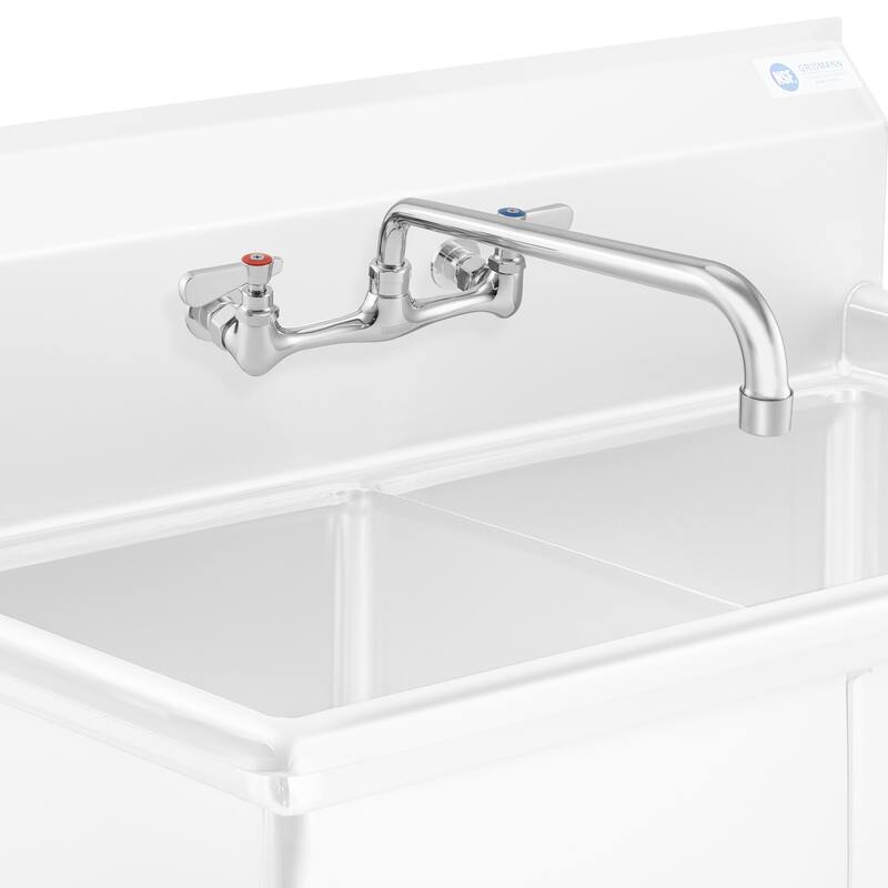 Commercial Wall Mount Sink Faucets 8in Center w Swivel Spouts NSF